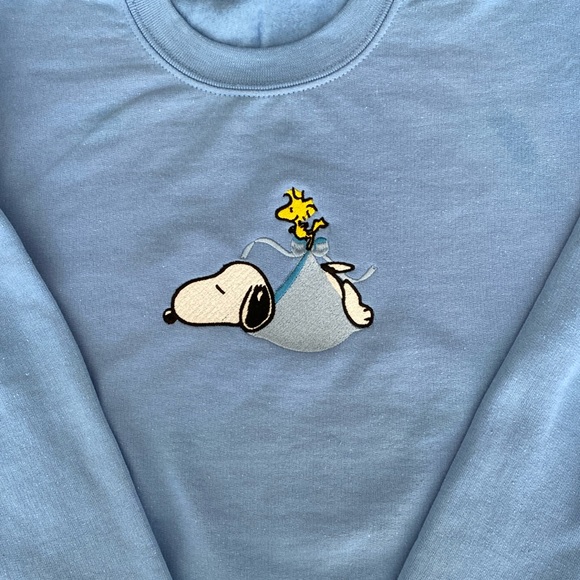 Snoopy and the stork Embroidered Sweatshirt - Picture 1 of 3